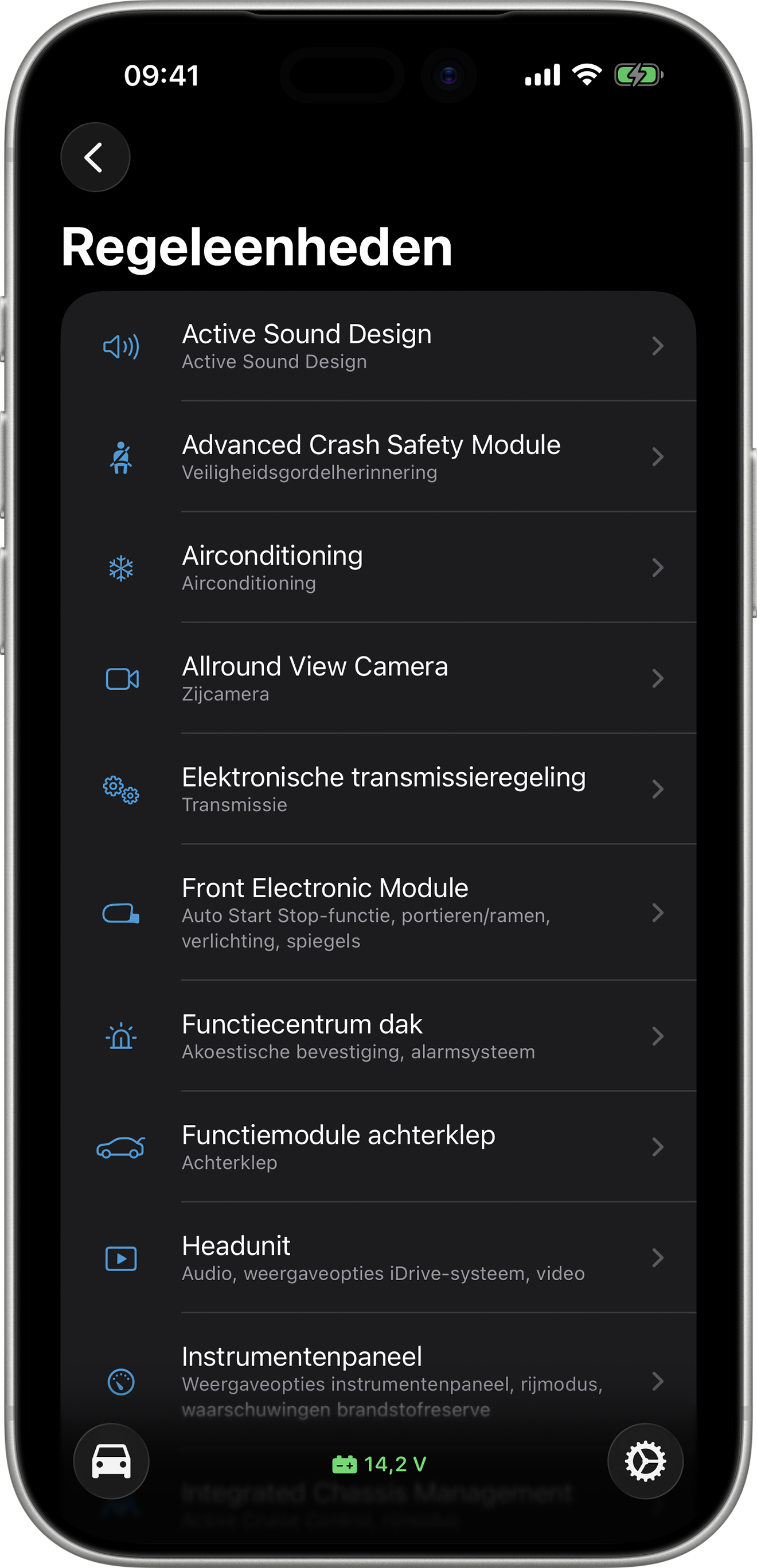BimmerCode Screenshot Control Units Screen