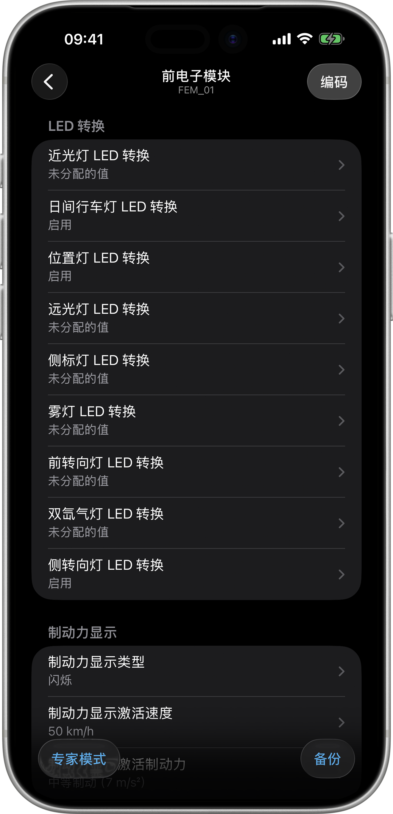 BimmerCode Screenshot Front Electronic Module Screen