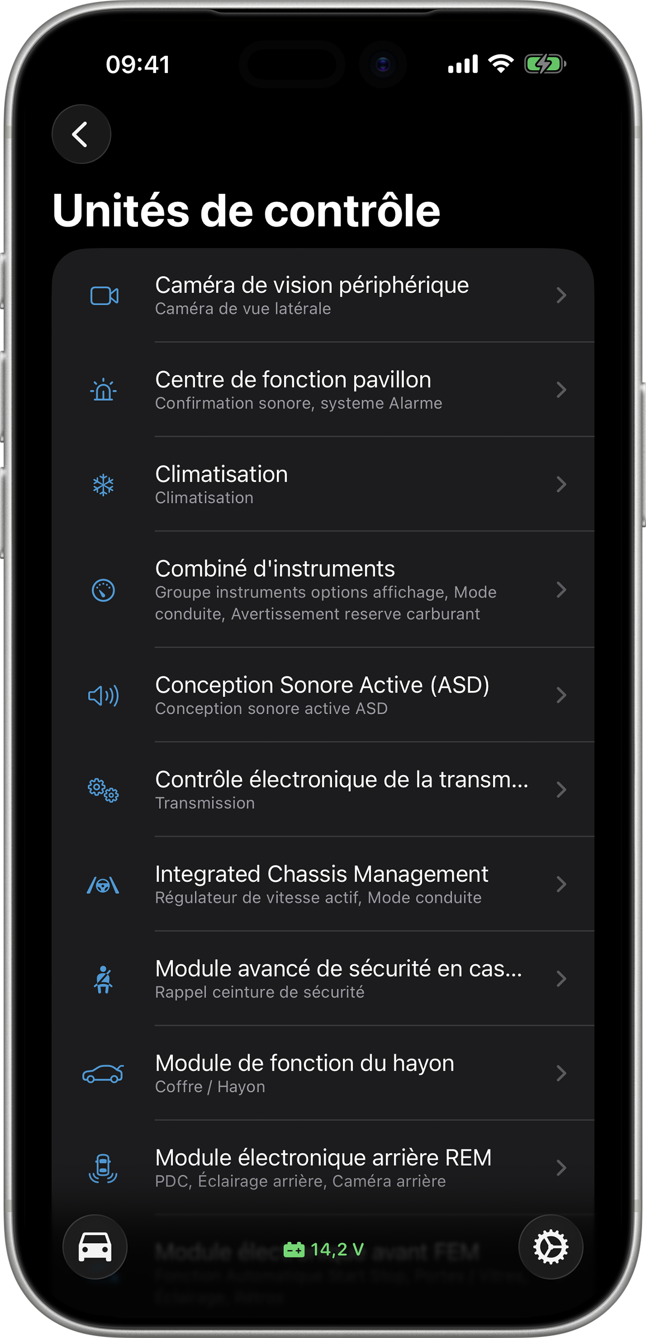 BimmerCode Screenshot Control Units Screen