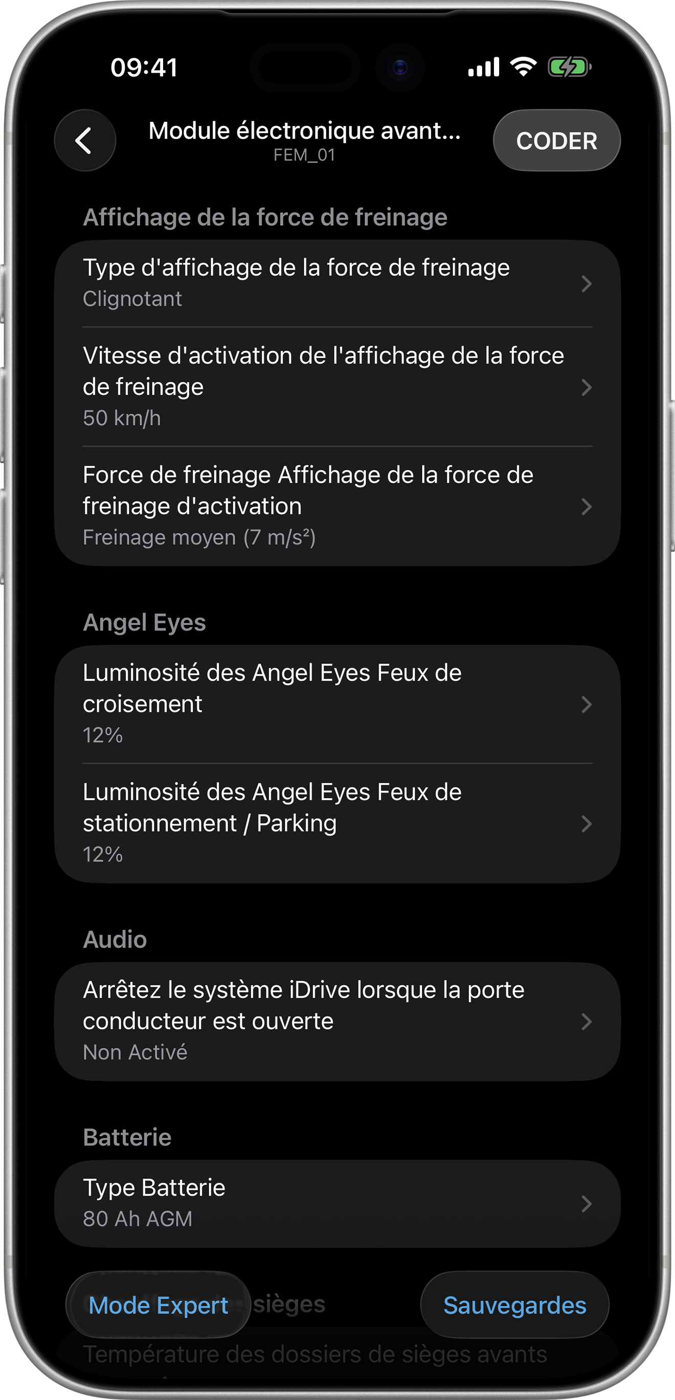 BimmerCode Screenshot Front Electronic Module Screen