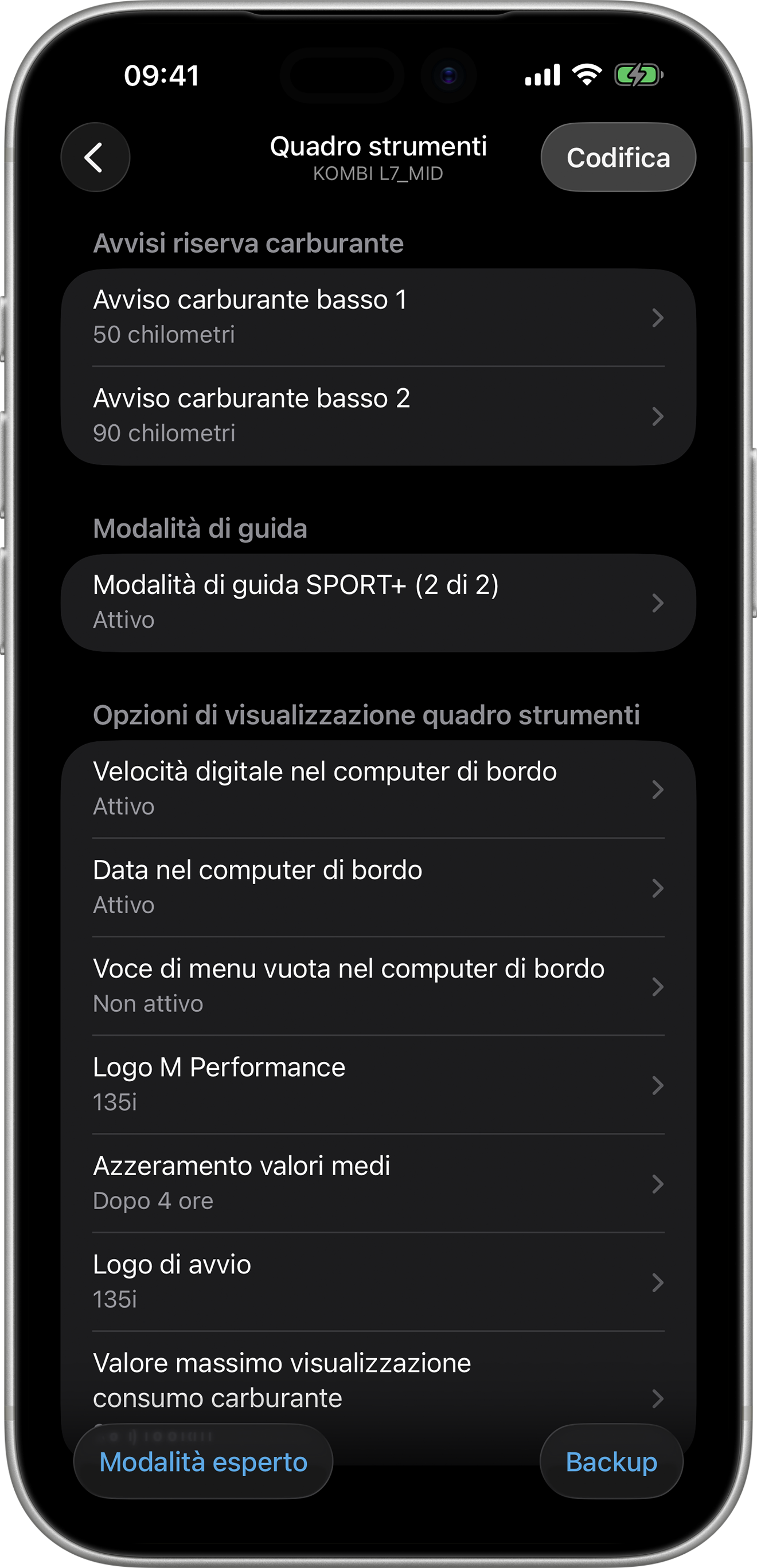 BimmerCode Screenshot Instrument Cluster Screen